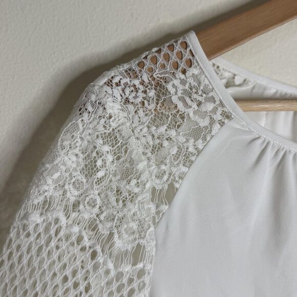 Cache Top Womens Medium Lace Mesh Sheer Long Sleeve Romantic Blouse Elegant - Picture 5 of 12